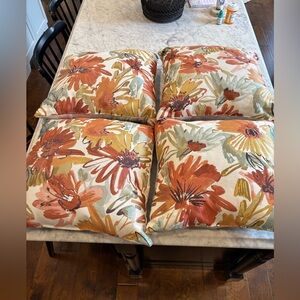 Floral Accent Cushions - Orange and Green